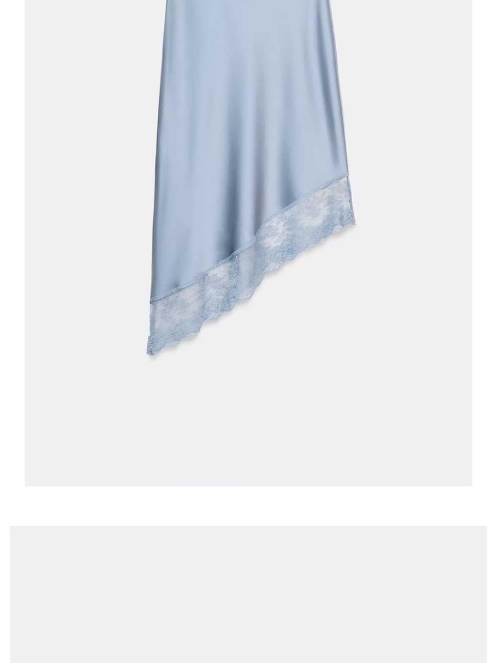 Zara Asymmetrical Light Blue Lace-Hem Skirt